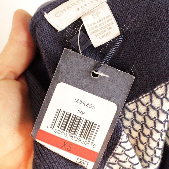 NWT Charter Club Stripe-Stitch Long Sleeve Sweater Intrepid Blue Combo XSP - Picture 8 of 8